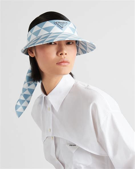 white prada visor|Sky Blue/white Printed Silk Twill Visor .